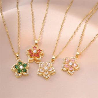 rotating flower necklace