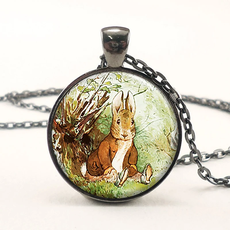Cute Benjamin Bunny Pendant Easter Bunny Charm Necklace Beatrix Potter Fairy Tale Jewelry Cabochon Christmas Gift for Women Kids 1 Cute Benjamin Bunny Pendant Easter Bunny Charm Necklace Beatrix Potter Fairy Tale Jewelry Cabochon Christmas Gift for Women Kids