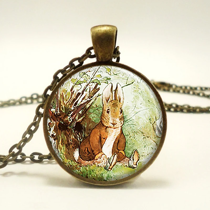 Cute Benjamin Bunny Pendant Easter Bunny Charm Necklace Beatrix Potter Fairy Tale Jewelry Cabochon Christmas Gift for Women Kids 2 Cute Benjamin Bunny Pendant Easter Bunny Charm Necklace Beatrix Potter Fairy Tale Jewelry Cabochon Christmas Gift for Women Kids - Image 2