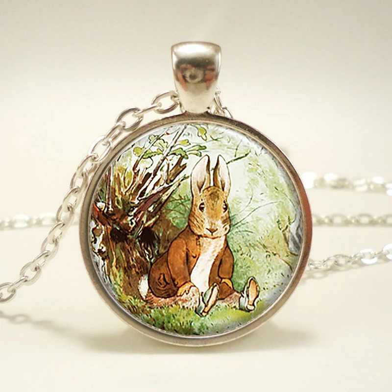 Cute Benjamin Bunny Pendant Easter Bunny Charm Necklace Beatrix Potter Fairy Tale Jewelry Cabochon Christmas Gift for Women Kids 3 Cute Benjamin Bunny Pendant Easter Bunny Charm Necklace Beatrix Potter Fairy Tale Jewelry Cabochon Christmas Gift for Women Kids - Image 3