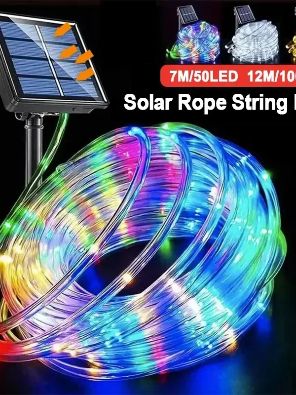 Solar LED Garden String Lights — Waterproof Outdoor Rope Lamp