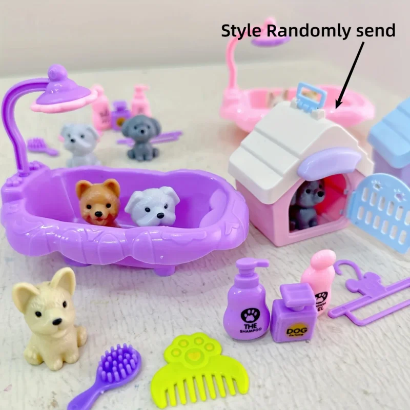 Dog Family Playset — Pet Basket & Doll Toy Set