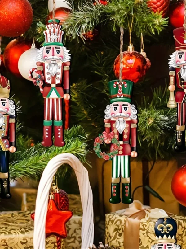 Wooden Nutcracker Soldier Ornaments — 12-Piece Set
