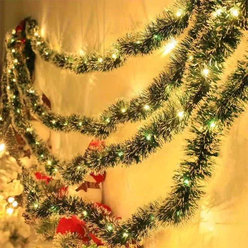 Christmas Tinsel Garland Artificial Christmas Garland With LED Lights Xmas Metallic Twist Hanging Garland Fireplace 2m 2 Christmas Tinsel Garland Artificial Christmas Garland With LED Lights Xmas Metallic Twist Hanging Garland Fireplace 2m - Image 2