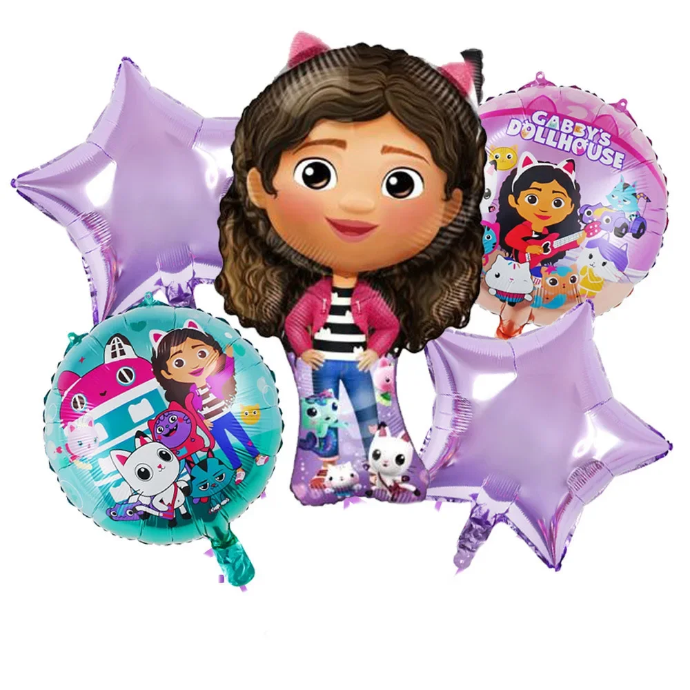 5pcs Children's Birthday Party Decoration Gabby Doll House Theme Gabby Doll House Aluminum Film Balloon Set Star Globos 4 5pcs Children's Birthday Party Decoration Gabby Doll House Theme Gabby Doll House Aluminum Film Balloon Set Star Globos - Image 4