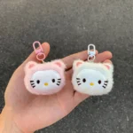 Kitty Character Plush Keychain — Embroidered Bag Charm