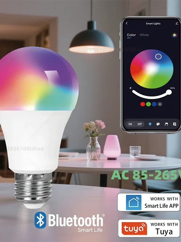 Smart RGBCW LED Bulb — App & Bluetooth Controlled, 15W