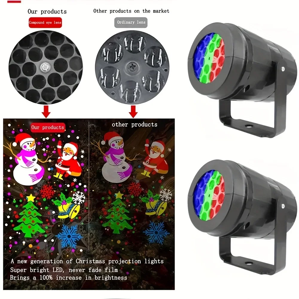 1pc Snowflake Christmas Laser Projector Light,16 patterns Waterproof Rotating Christmas LED Stage Lights Christmas Decoration 2 1pc Snowflake Christmas Laser Projector Light,16 patterns Waterproof Rotating Christmas LED Stage Lights Christmas Decoration - Image 2