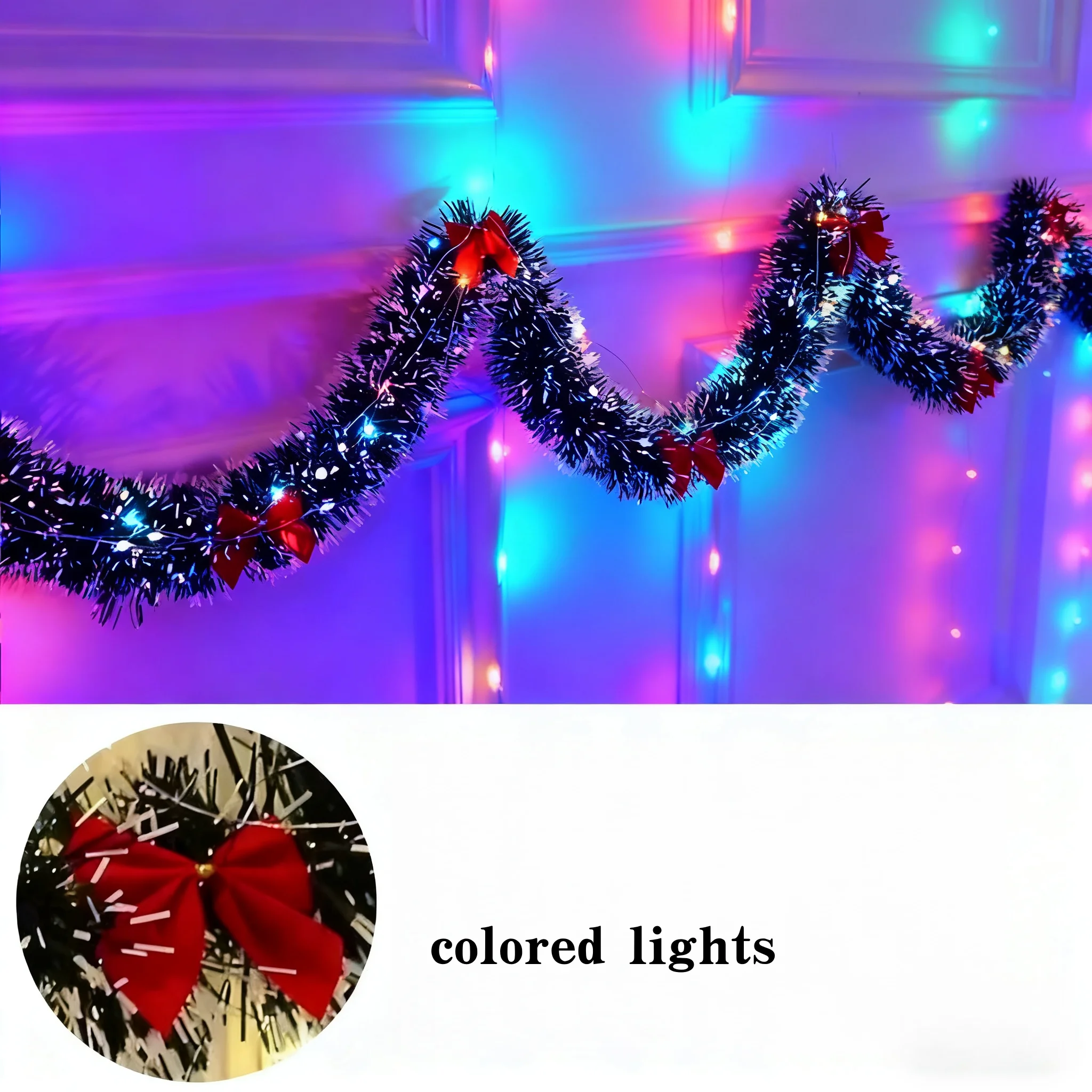 Christmas Tinsel Garland Artificial Christmas Garland With LED Lights Xmas Metallic Twist Hanging Garland Fireplace 2m 7 Christmas Tinsel Garland Artificial Christmas Garland With LED Lights Xmas Metallic Twist Hanging Garland Fireplace 2m - Image 7
