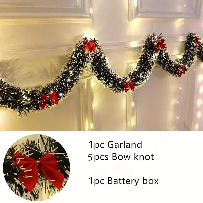 Christmas Tinsel Garland Artificial Christmas Garland With LED Lights Xmas Metallic Twist Hanging Garland Fireplace 2m 6 Christmas Tinsel Garland Artificial Christmas Garland With LED Lights Xmas Metallic Twist Hanging Garland Fireplace 2m - Image 6