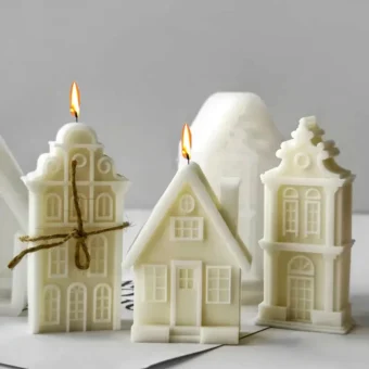 2025 Christmas House Silicone Candle Mold 3D Castle Villa Crafts Resin Gypsum Cement Mould Christmas Gift Festival Decoration