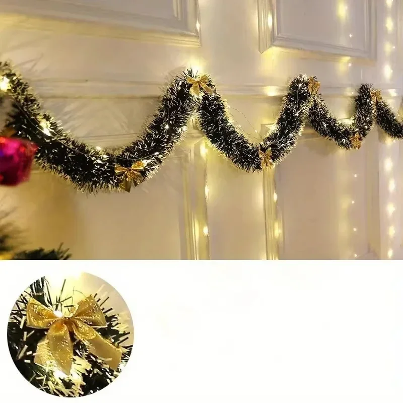 Christmas Tinsel Garland Artificial Christmas Garland With LED Lights Xmas Metallic Twist Hanging Garland Fireplace 2m 5 Christmas Tinsel Garland Artificial Christmas Garland With LED Lights Xmas Metallic Twist Hanging Garland Fireplace 2m - Image 5