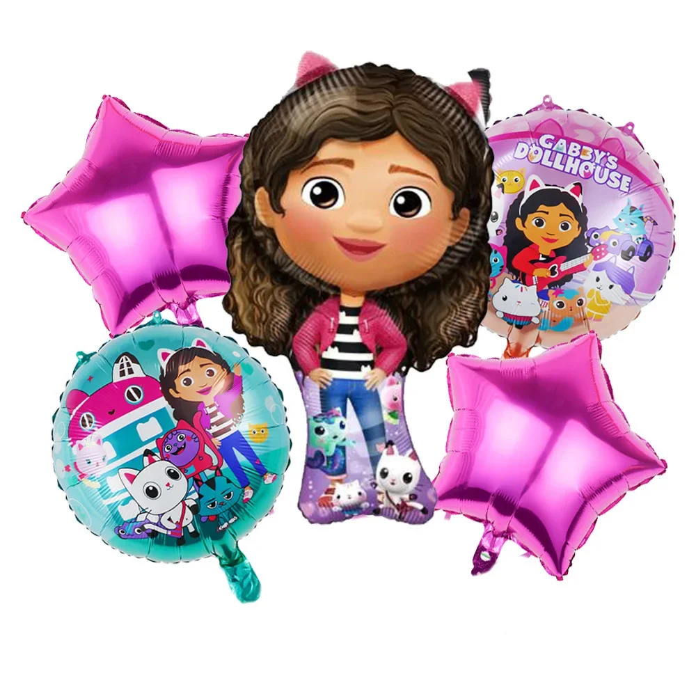 5pcs Children's Birthday Party Decoration Gabby Doll House Theme Gabby Doll House Aluminum Film Balloon Set Star Globos 5 5pcs Children's Birthday Party Decoration Gabby Doll House Theme Gabby Doll House Aluminum Film Balloon Set Star Globos - Image 5