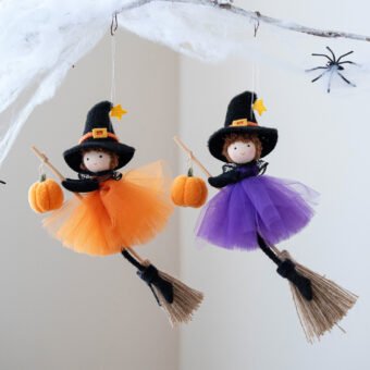 Halloween Decoration Broom Girl Angel Pendant