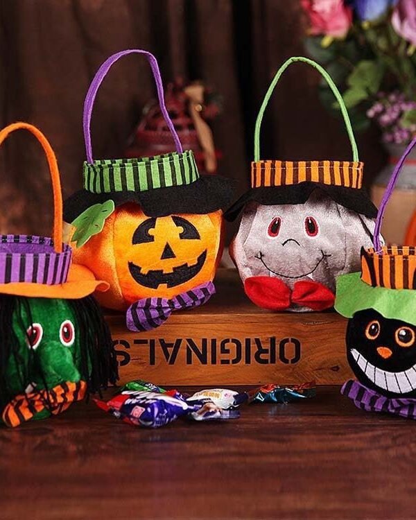 Cute Halloween Candy Bag Halloween Pumpkin Pattern Portable Handbag Cosplay Props Gift Basket Kids Gifts