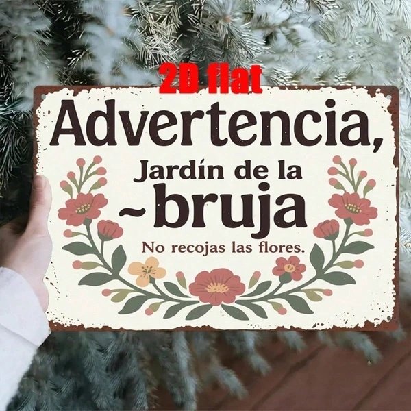 Jardín de la Bruja Metal Sign – Spanish Witch Garden Floral Wall Decor - Image 5
