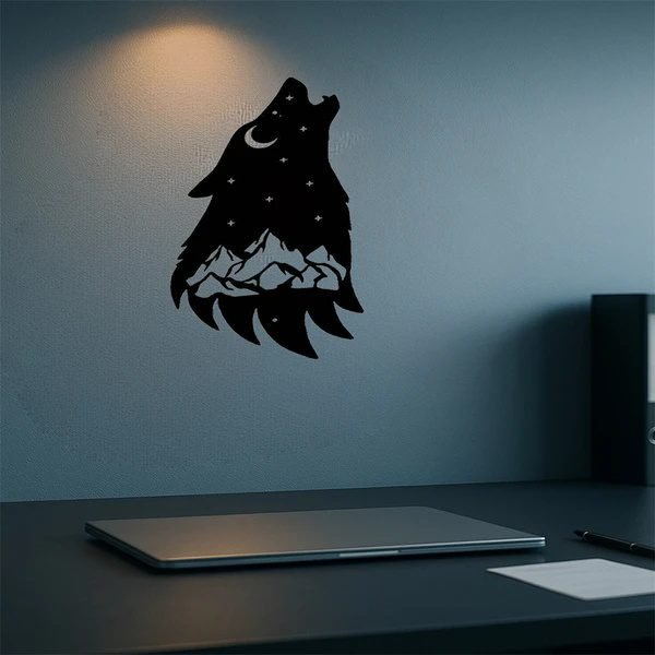 Gothic Howling Wolf Metal Wall Art – Black Dark Academia Decor for Living Room, Bedroom & Office - Image 3