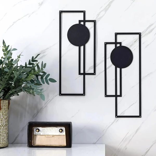 2-Piece Black Iron Line Wall Art Set – Minimalist Modern Wall Decor