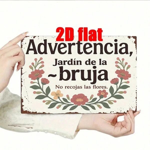 Jardín de la Bruja Metal Sign – Spanish Witch Garden Floral Wall Decor - Image 3