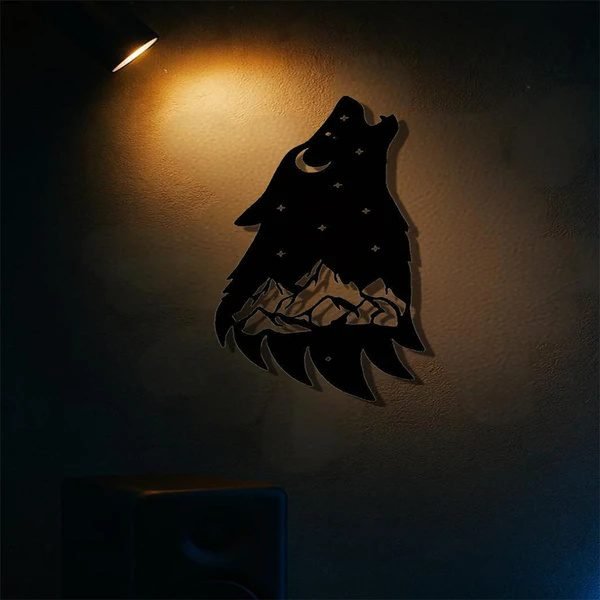 Gothic Howling Wolf Metal Wall Art – Black Dark Academia Decor for Living Room, Bedroom & Office - Image 5
