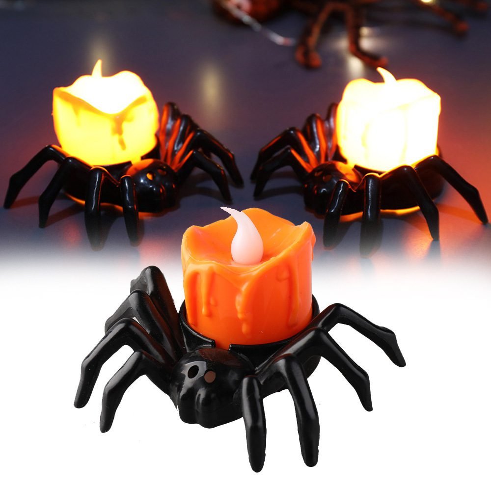 Halloween Spider Candle Lamp – Battery Powered Spooky Table Decor