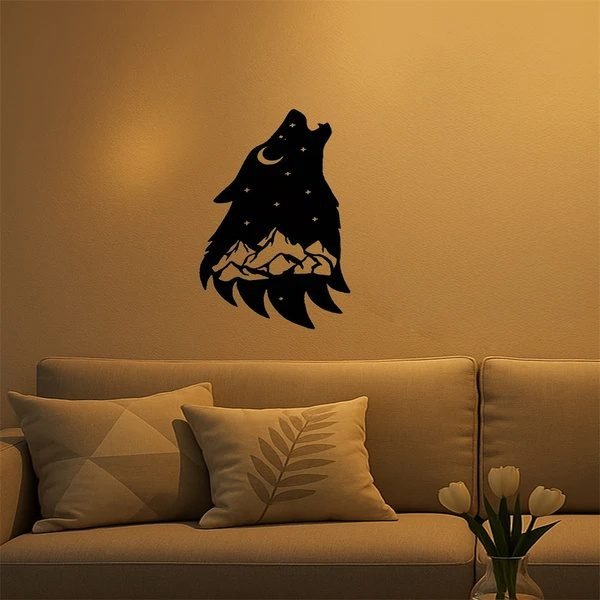 Gothic Howling Wolf Metal Wall Art – Black Dark Academia Decor for Living Room, Bedroom & Office - Image 2