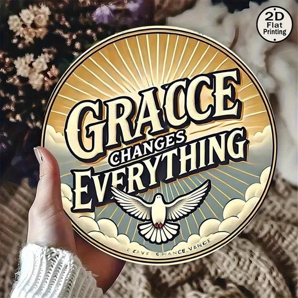 White Dove Round Metal Sign – 8 Inch Sunbeam Wall Decor - Image 3