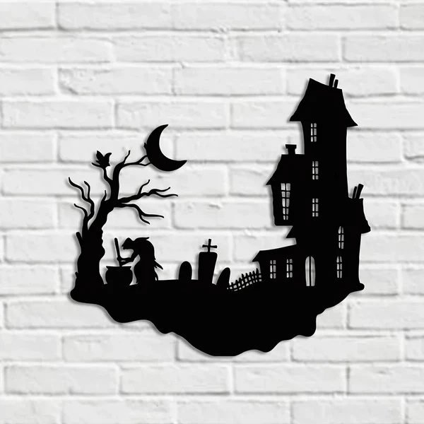 Gothic Skull Iron Wall Art – Vintage Halloween Decor for Indoor & Outdoor